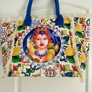Sicilian travel tote or beach bag